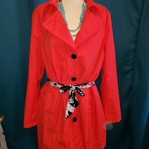 Lands End Raincoat! Bright Coral - Classic wardrobe peice - Large